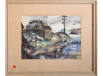 Ben Ganz Signed 1936 Watercolor, Ogunquit Maine (CTF10)