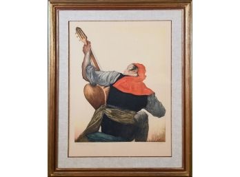Maurice Langaskens Signed Drypoint, Si Guitariste  (CTF10)