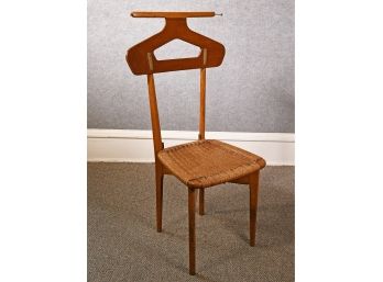 Italian Valet Chair With Rush Seat, 1950s Manner Of Parisi Fratelli Ruggitti (CTF10)
