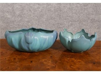 Two Light Blue/purple Van Briggle Petal Design Pottery Bowls (CTF10)