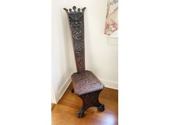 Carved Victorian Oak Chair, North-Wind Face (CTF10)
