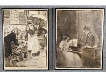 Two Signed H. Blaisden Early 20th C. Charcoal Drawings (CTF10)