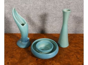 Three Turquoise Van Briggle Pottery Pieces (CTF10)