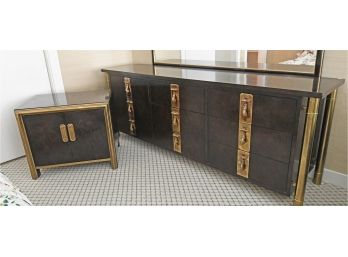 Vintage Brass Trim Triple Dresser & Nightstand (CTF30)