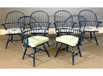 Set Of Six Ashlen Windsor Dining Chairs Painted Blue (CTF30)