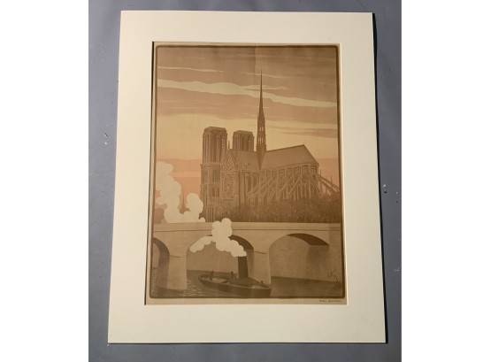 Paul Berthon Unframed Color Lithograph Of Notre Dame Paris (CTF10)