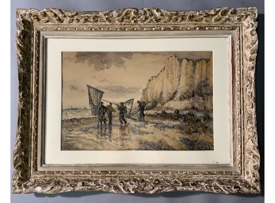 Frank Will Watercolor, Figures With Fishing Nets (CTF10)