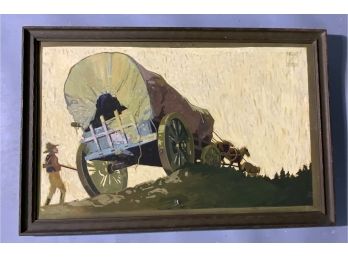 Frank Stern 20th C. Painting On Board Of Covered Wagon (CTF10)