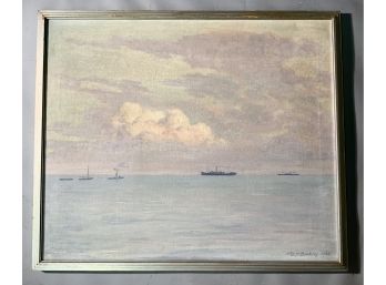 D.M. Blakely, 20th C. Oil On Canvas Boats On Horizon(CTF10)