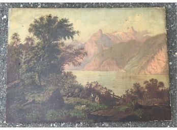 Unsigned 19th C. Landscape With Two Figures (CTF10)