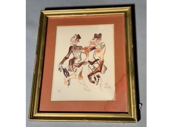20th C. William Gropper  Colored Lithograph Of 2 Men (CTF10)