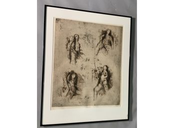 Karl Brandstatter 20th C. Abstract Etching Of Women (CTF10)