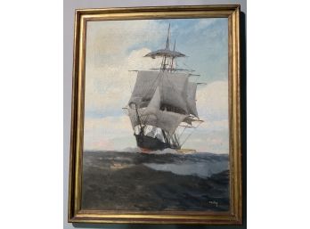 T Bailey  Oil On Canvas Sailing Ship (CTF10)