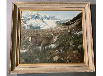 Veronica Nemethy 20th C. Oil On Canvas, Alpine Deer (CTF10)