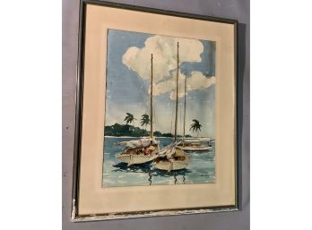 Merle Kendy 20th C. Watercolor , SailBoats (CTF10)