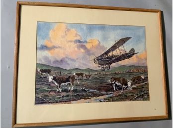 Eugene Clay Delightful Watercolor 'clearing A Field'  (CTF10)