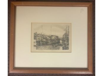 Frank Wilcox Signed Etching 'The Black Barge' (CTF10)