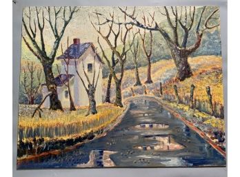 Vincent R. Smith, 20th C. Painting On Artist Board Bare Trees In Autumn (CTF10)