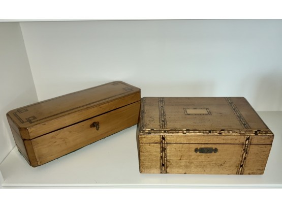 Two 19th C. English Maple Dresser Boxes (CTF10)