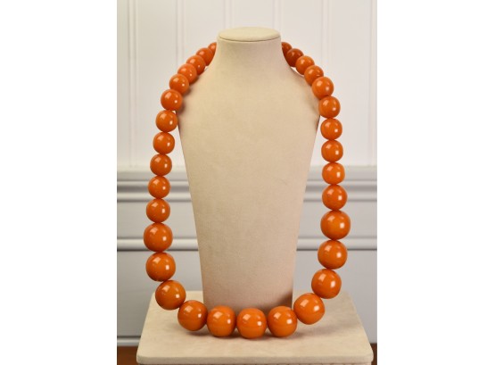 Large Graduated Amber Bead Necklace (CTF10)