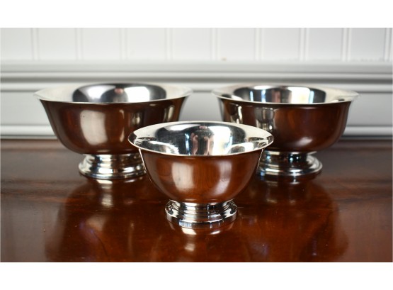 Three Paul Revere Sterling Bowls, Reed & Barton And Newport, 13.9 Ozt (CTF10)