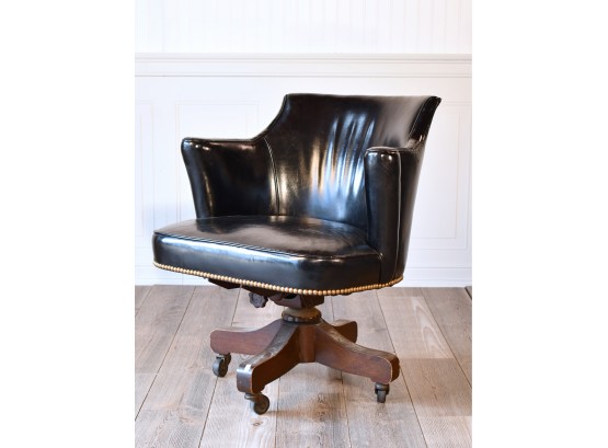 Vintage Black Leather Desk Chair  (CTF10)