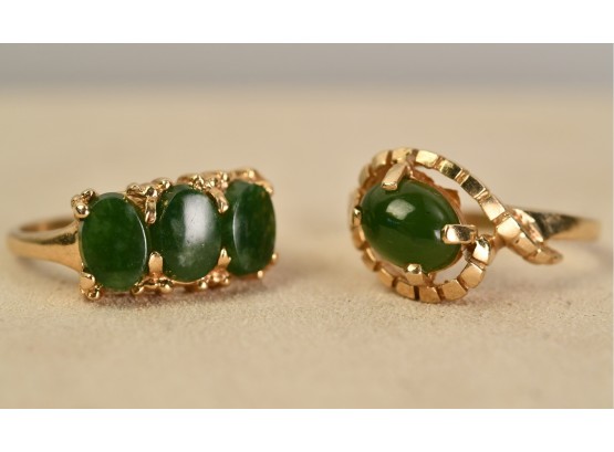 Two 14k Gold Jade Rings (CTF10)