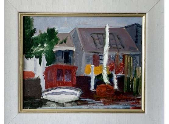 Ellen Selden Oil On Canvas Harbor Scene (CTF10)