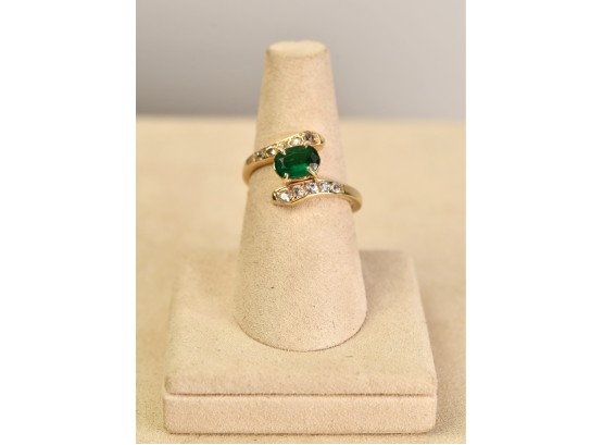 Vintage 14k Gold Emerald And Diamond Ring (CTF10)
