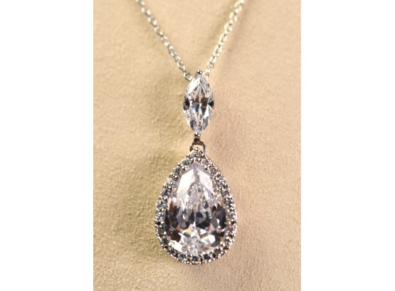 Stauer Sterling And CZ Pendant On Chain (CTF10)