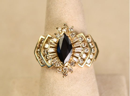 14k Gold Sapphire And Diamond Ring (CTF10)