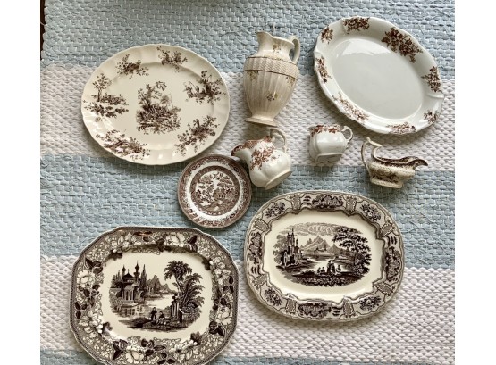 Assorted Brown & White Transfer Wares (CTF10)