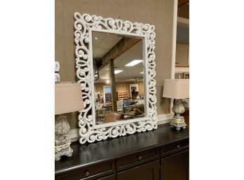Decorative White Bevelled Glass Wall Mirror (CTF10)