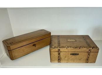 Two 19th C. English Maple Dresser Boxes (CTF10)