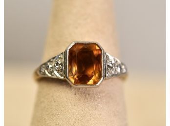 Antique Citrine And Diamond Ring (CTF10)