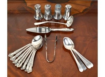 Assorted Sterling: Demitasse Spoons, Salt And Pepper Shakers, Etc. 19 Pcs, 7.6ozt (CTF10)