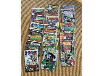 Comic Books: Spider Man, The Justice League, Spawn, Batman, The Secret Offenders, 31pcs.(CTF10)