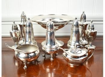 Assorted Weighted Sterling Lot: Salt And Pepper Shakers, Compote, Master Salts, Etc. (CTF10)