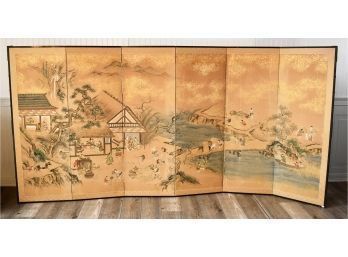Japanese Decorated 6 Panel Folding Room Screen (CTF10)