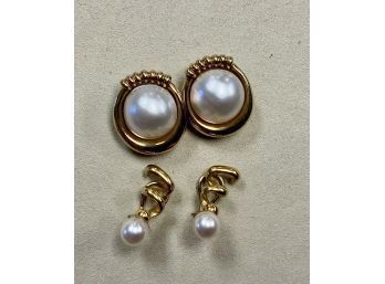 Pearl & 14K Earrings, 2pr. (CTF10)