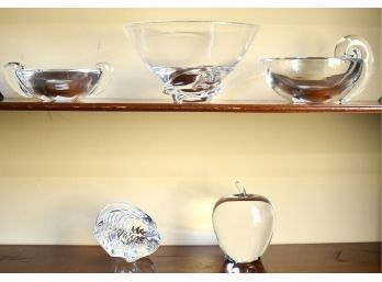 Five Steuben Glass/crystal Pieces (CTF10)