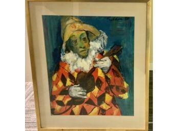 Ellen Selden Brightly Painted Oil Of A Clown (CTF10)