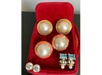 Gold Earrings, Pearls And Stones (CTF10)