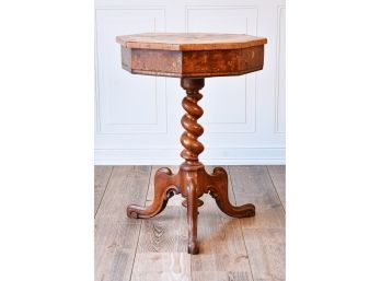19th C Marquetry Inlaid Sewing Stand (CTF10)