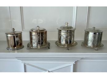 Four English Silver Plated Biscuit Jars (CTF10)
