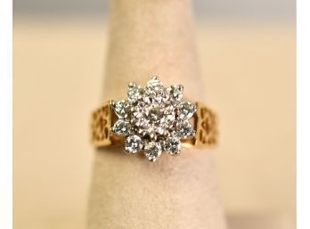 14k Gold And Diamond Cluster Ring (CTF10)