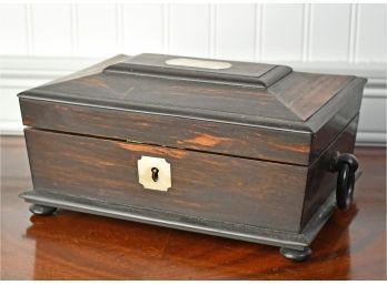Late 19th C. Classical Rosewood Sewing Box With MOP Inlay, Likely Boston Origin (CTF10)