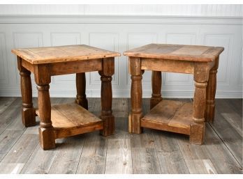 Pair Of Teak End Tables, Pegged Construction (CTF30)