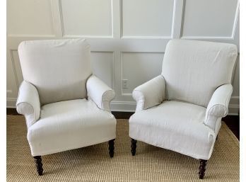 Two Linen Slipcovered Arm Chairs (CTF20)