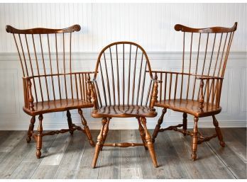 Stickley Cherry Windsor Style Armchairs And A Frederick Duckloe Example (CTF20)